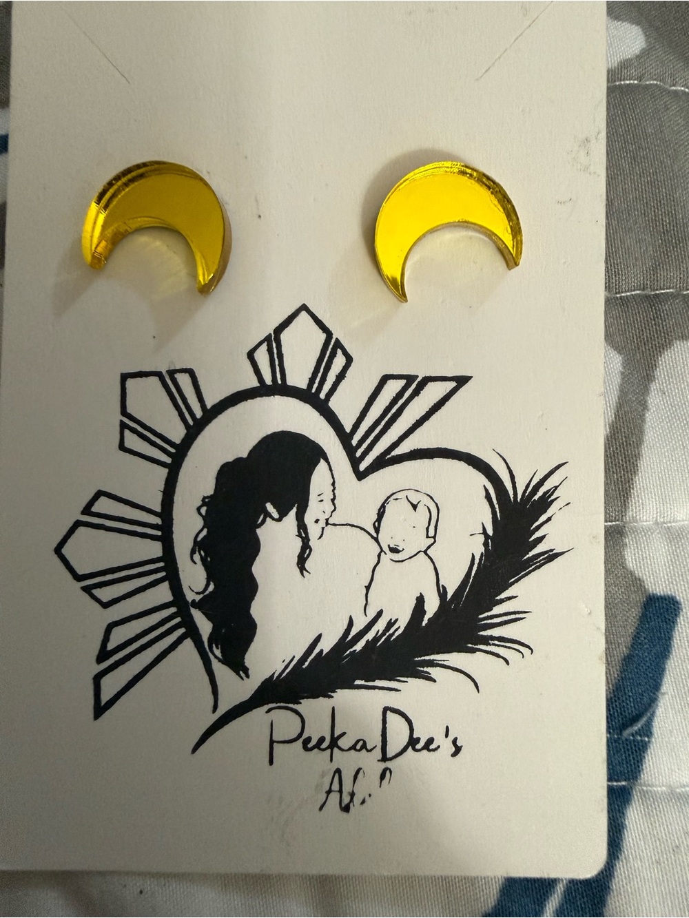 Peekadee's Gold Crescent Moon Acrylic Earrings